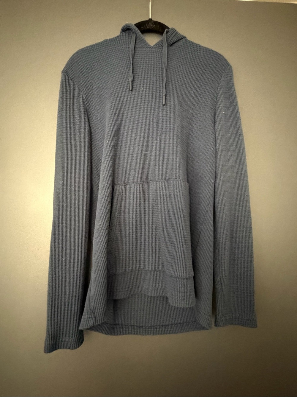 RAINFOREST Ribbed Hooded Pullover in Navy Blue